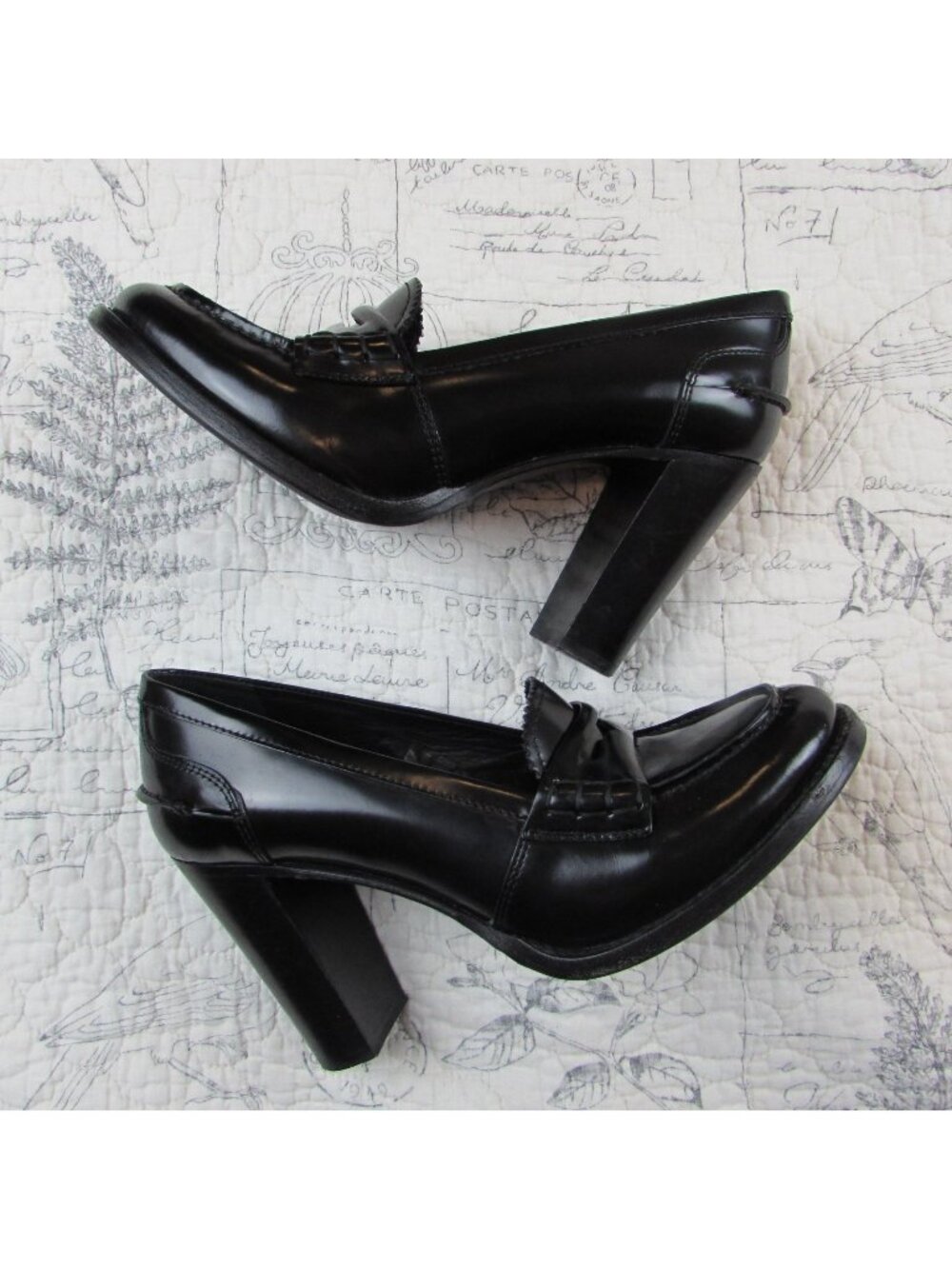 EUC Church’s Womens Pembrey Heel leather Black Loafer Heels Pumps 38 / US 7.5